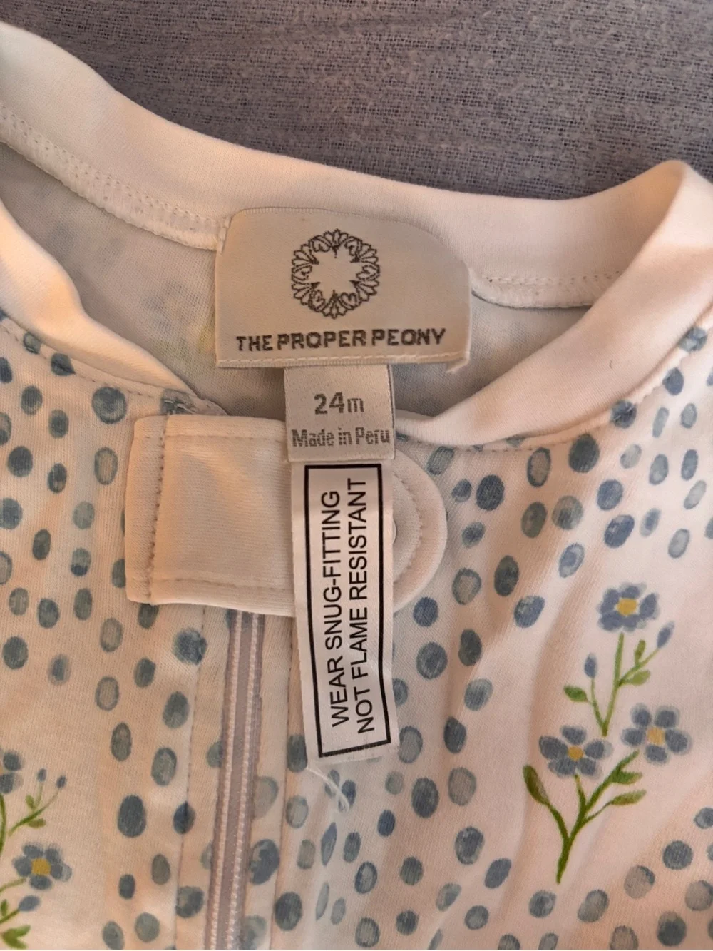 The Proper Peony pjs - White with blue and green floral print